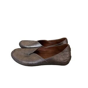 Gentle Soul Soleful Womens 7.5M Metallic Pewter Leather Slip On Loafer Flats